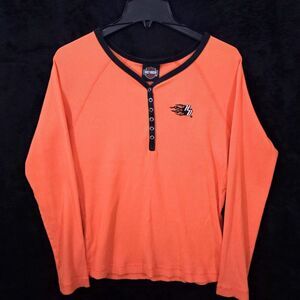 Freedom Harley Davidson Shirt Long Sleeve Orange and Black Canton Ohio #1085